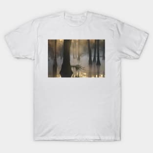 Bald Cypress Grove In Freshwater Swamp At Dawn Lake Fausse Pointe T-Shirt